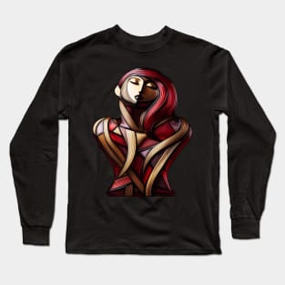 Modern Lady in Red Long Sleeve T-Shirt